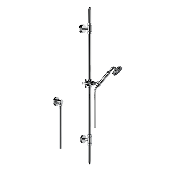 Horus Zéphyr Classic Collection - Wall Shower Set with Rail, Flexible Hose and Handspray - Satin Brass 16.532-LS