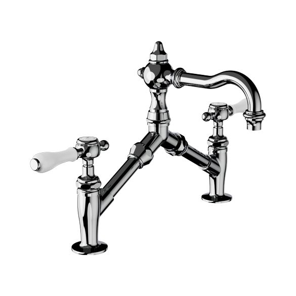 Horus Julia Victoria Julia Victoria Classic Collection - 2 Hole Basin Mixer - No Waste - Polished Nickel 19.227-NB