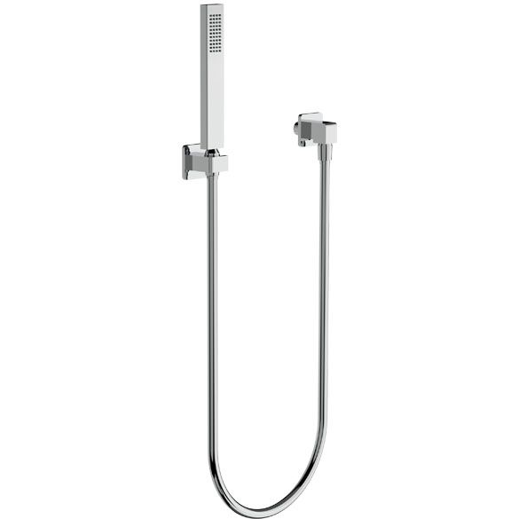 Horus Echo Equinox316 Collection - Wall Union Shower Set with Solidbrass Handshower, Wall Hook, Design Flexible Hose on Swivel Nut - Matt Black 43.590-NO