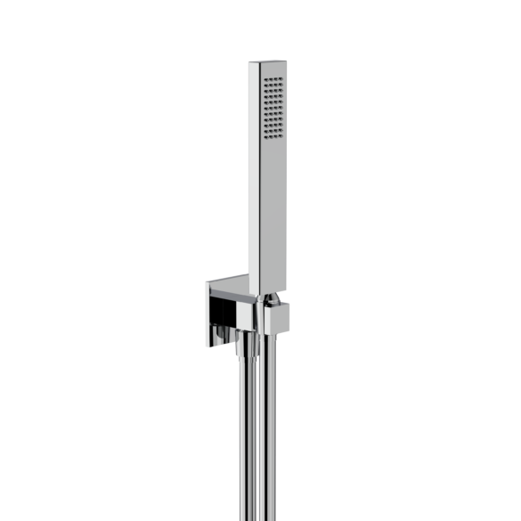 Horus Echo Equinox316 Collection - Wall Union Shower Set with Solidbrass Handshower, Wall Hook, Design Flexible Hose on Swivel Nut - Satin Brass 43.591-LS