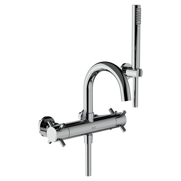 Horus Minoé Contemporary Collection - Complete Set : Complete Exposed Thermostatic Wall Bath-shower Mixer - Matt Black 47.714-NO