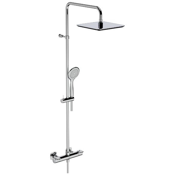 Horus Naja Contemporary Collection - Wall Shower Panel Thermostatic Mixing Valve on Column - Chrome 48.797-CH
