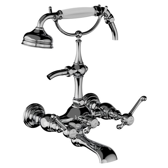 Horus Montmartre Classic Collection - Complete Wall Bath / Shower Mixer / Height Cradle - Matt Nickel 50.434-NM