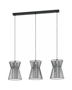 Eglo Maseta Μοντέρνο Κρεμαστό Φωτιστικό Τρίφωτο Ράγα με Ντουί E27 σε Μαύρο Χρώμα 99634