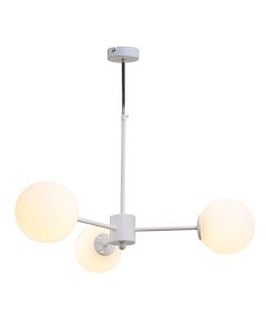 InLight Κρεμαστό φωτιστικό από λευκό μέταλλο και λευκή οπαλίνα 3XG9 D:70cm 5012-3