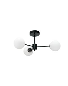 InLight Κρεμαστό φωτιστικό από μαύρο μέταλλο και λευκή οπαλίνα 3XG9 D:45cm 5016-3