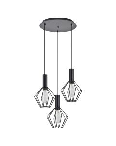 SE21-BL-4-3BL-GR1 ADEPT TUBE Black Pendant Black Metal Grid+ HOMELIGHTING 77-8530