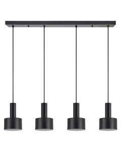 SE21-BL-4-4BL-MS1 ADEPT TUBE Black Pendant Black Metal Shade+ HOMELIGHTING 77-8546