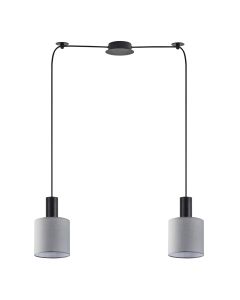 SE21-BL-4-BL2-SH2 ADEPT TUBE Black Pendant Grey Fabric Shade+ HOMELIGHTING 77-8515