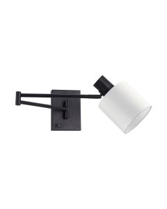 SE21-BL-52-SH1 ADEPT WALL LAMP Black Wall Lamp with Switcher and White Shade+ HOMELIGHTING 77-8379