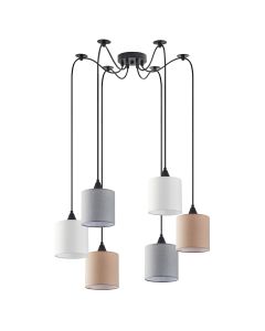 SE21-BL-B10-BL6-SH123  ADEPT FLEX White, Grey, Brown Fabric Shade Pendant+ HOMELIGHTING 77-8963