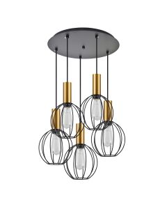 SE21-GM-4-5BL-GR1 ADEPT TUBE Gold Matt Pendant Black Metal Grid+ HOMELIGHTING 77-8629