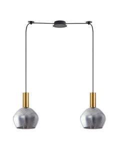 SE21-GM-4-BL2-GL2 ADEPT TUBE Gold Matt Pendant Smoked Glass+ HOMELIGHTING 77-8584
