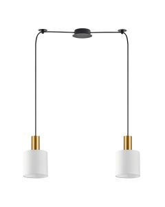 SE21-GM-4-BL2-SH1 ADEPT TUBE Gold Matt Pendant White Fabric Shade+ HOMELIGHTING 77-8599