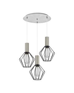 SE21-NM-4-3NM-GR1 ADEPT TUBE Nickel Matt Pendant Black Metal Grid+ HOMELIGHTING 77-8439