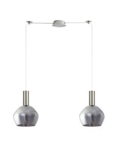 SE21-NM-4-GL2-NM2 ADEPT TUBE Nickel Matt Pendant Smoked Glass+ HOMELIGHTING 77-8402