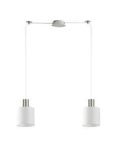SE21-NM-4-NM2-SH1 ADEPT TUBE Nickel Matt Pendant White Fabric Shade+ HOMELIGHTING 77-8417