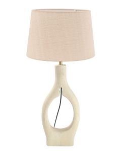 TLI 6336 40BG ΕΠΙΤΡΑΠΕΖΙΑ ΛΑΜΠΑ ΞΥΛΙΝΗ ΛΕΥΚΗ  ΣΤΡΟΓΓΥΛΗ ΨΙΛΗ ΜΕ ΑΜΠΑΖΟΥΡ ΜΠΕΖ 1ΧΕ27 ARlight 02010042