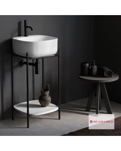 Έπιπλο μπάνιου Laila 2702-NROP με ράφι 2709-300 χωρίς νιπτήρα, Scarabeo 270209-NROP300