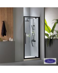 Ανοιγόμενη πόρτα ντουζιέρας PIVOT 70 ύψους 195εκ. ρυθμιζόμενη διάσταση από 67 έως 71εκ., Devon Flow Clean Glass Black Matt PF70C-400