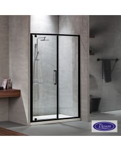 Ανοιγόμενη πόρτα ντουζιέρας PIVOT INFILL 140 ύψους 195εκ. ρυθμιζόμενη διάσταση από 137 έως 141εκ., Primus Plus Clean Glass Black Matt PIR140C-400