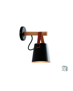 Απλίκα Επίτοιχη 1*E27 Μέταλλο Μαύρο-Δέρμα-Ξύλο Viokef Vetra 4231601