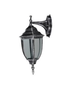 Απλίκα Επίτοιχη Κάτω Εξ.Χώρου 17x21xH40cm IP44 1xE27 Κράμα Αλουμινίου Ασημί Πατίνα Sun Light 1015B-DN-W