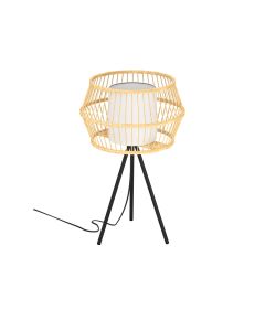 Επιτραπέζιο Φωτιστικό Λαμπατέρ 34,5xH56cm 1xE27 Μαύρο Μέταλλο-Ξύλο Φυσικό Eglo Monterroso 390235