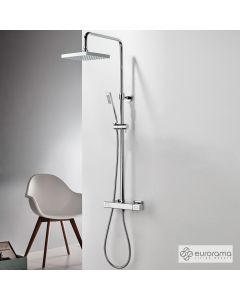 Θερμοστατική Μπαταρία Ντουζιέρας με Κεφαλή και Κολώνα ρυθμιζόμενου ύψους Thermo Square Eurorama Chrome 613065-100