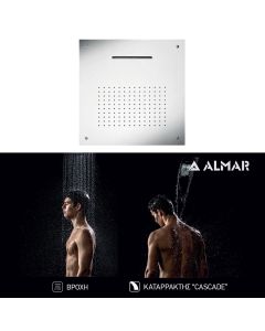 Κεφαλή Ντουζ Εντοιχισμού Οροφής Temptation 50x50, Almar Inox Chrome E044109-100
