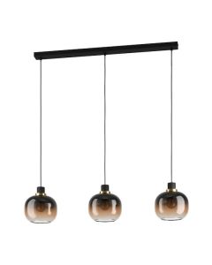 Κρεμαστό Φωτιστικό Μαύρο Τρίφωτη Ράγα 95xH110cm 3xE27 Eglo Oilella 99615