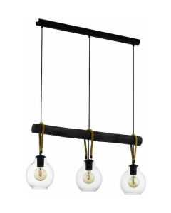 Κρεμαστό Φωτιστικό Μαύρο Τρίφωτο Ράγα L88xH110cm 3xE27 Eglo Roding 43618