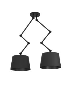 Κρεμαστό Φωτιστικό Σπαστή Ανάρτηση max88,5xHmax129cm Δίφωτο 2xE27 Ύφασμα-Μαύρο Eglo Pistunio 390113