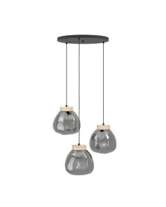 Κρεμαστό Φωτιστικό Τρίφωτο Ροζέτα D60xH150cm 3xE27 Μαύρο Μέταλλο-Γυαλί Eglo Magacela 390319