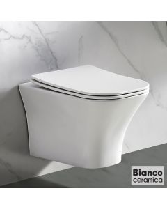 Λεκάνη Κρεμαστή DELIA/49 Rimless με κάλυμμα Slim Soft Close 9500SC, Bianco Ceramica White DL11000SC-300