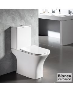 Λεκάνη Χαμηλής Πίεσης Πισωστόμια DELIA/65 Rimless με κάλυμμα Slim Soft Close 9500SC, Bianco Ceramica White DL12000SC-300