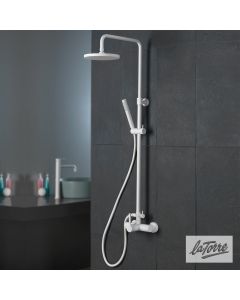 Μπαταρία Ντουζιέρας με Κεφαλή και Κολώνα ρυθμιζόμενου ύψους, Τech La Torre White Matt 12065-300