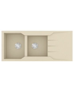 Νεροχύτης Κουζίνας 116x50cm Ένθετος Eρμάριο 80cm 2 Γούρνες & Πoδιά Sanitec Ultra Granite 801-31-Ocra  