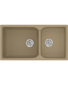 Νεροχύτης Κουζίνας 92x51cm Ένθετος Eρμάριο 100 εκ.Συνθετικός Sanitec 307-15-Metallic-Cream