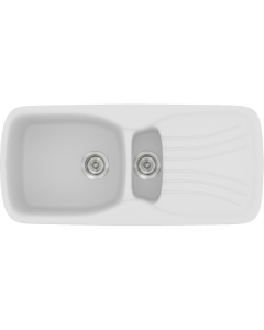 Νεροχύτης Κουζίνας 97x51cm Ένθετος Ερμάριο 60cm Συνθετικός Sanitec Classic 309-00-White