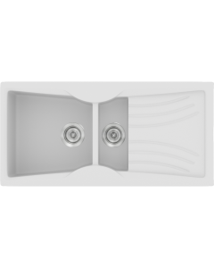 Νεροχύτης Κουζίνας Συνθετικός 104x51cm Ένθετος Eρμάριο 70cm Sanitec Classic 329-00-White