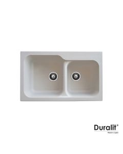 Νεροχύτης Συνθετικός Ένθετος  83x50cm 2 γούρνες για ερμάριο 80 εκ. Beige Duralit KZ200-500