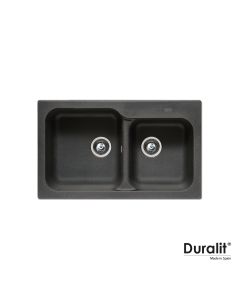 Νεροχύτης Συνθετικός Ένθετος  83x50cm 2 γούρνες για ερμάριο 80 εκ.Graphite Duralit KZ200-420