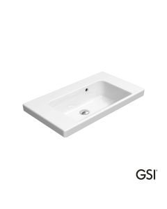 Νιπτήρας Πορσελάνης Norm 70x40 Χωρίς Οπή Μπαταρίας (1 προχαραγμένη) GSI White 8632-300