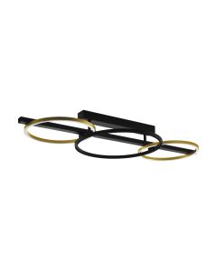 Πλαφονιέρα Οροφής L96,5xH15,5cm Μαύρο-Χρυσαφί LED 3000K 1800lm Eglo Lanacera 390086