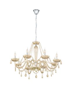 Πολυέλαιος Οκτάφωτος 82xH130cm 8xE14 Χρώμιο -Μελί  Κονιάκ Eglo Basilano 39093