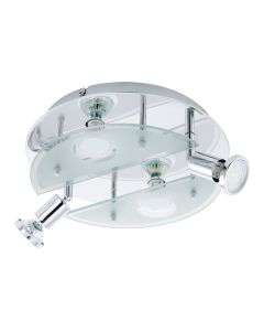 Σποτ Ροζέτα Τετράφωτη  D29xH10cm 4xGU10 3000K Ατσάλι Χρώμιο-Διάφανο Σατινέ Γυαλί Eglo Cabo 93085