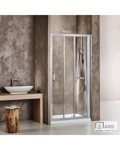 Συρόμενη τριπλή πόρτα καμπίνας ντουζιέρας AXIS 100 ύψους 185εκ.  ρυθμιζόμενη από 97 έως 101εκ. Clean Glass Chrome SL3X100C-100