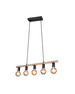 Φωτιστικό Vintage Κρεμαστό 80xH150cm 5xE27 Σχοινί Trio Lighting Einar R30605032