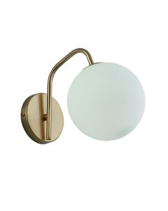 Φωτιστικό Απλίκα Μονόφωτη Γυαλί Λευκό Οπάλ Ματ / Ανάρτηση Χρυσή Ματ Viokef Globe 3094600